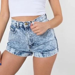 American Apparel Jeans High Waist Cuff Short Blue Acid Wash size 27